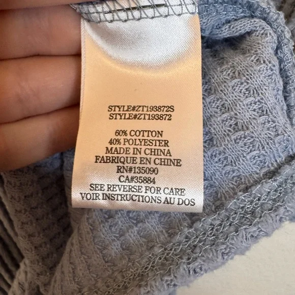 Z Supply Light Blue Tie-Front Waffle Knit Top - Picture 5 of 6